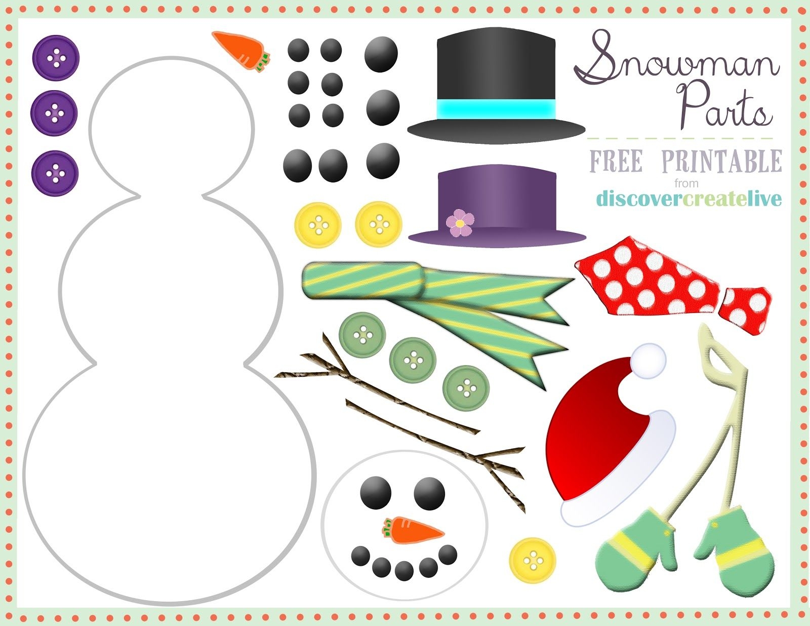 Free Printable Snowman Parts Worksheet