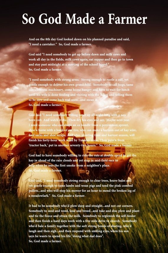 Printable So God Made A Farmer Poem Words