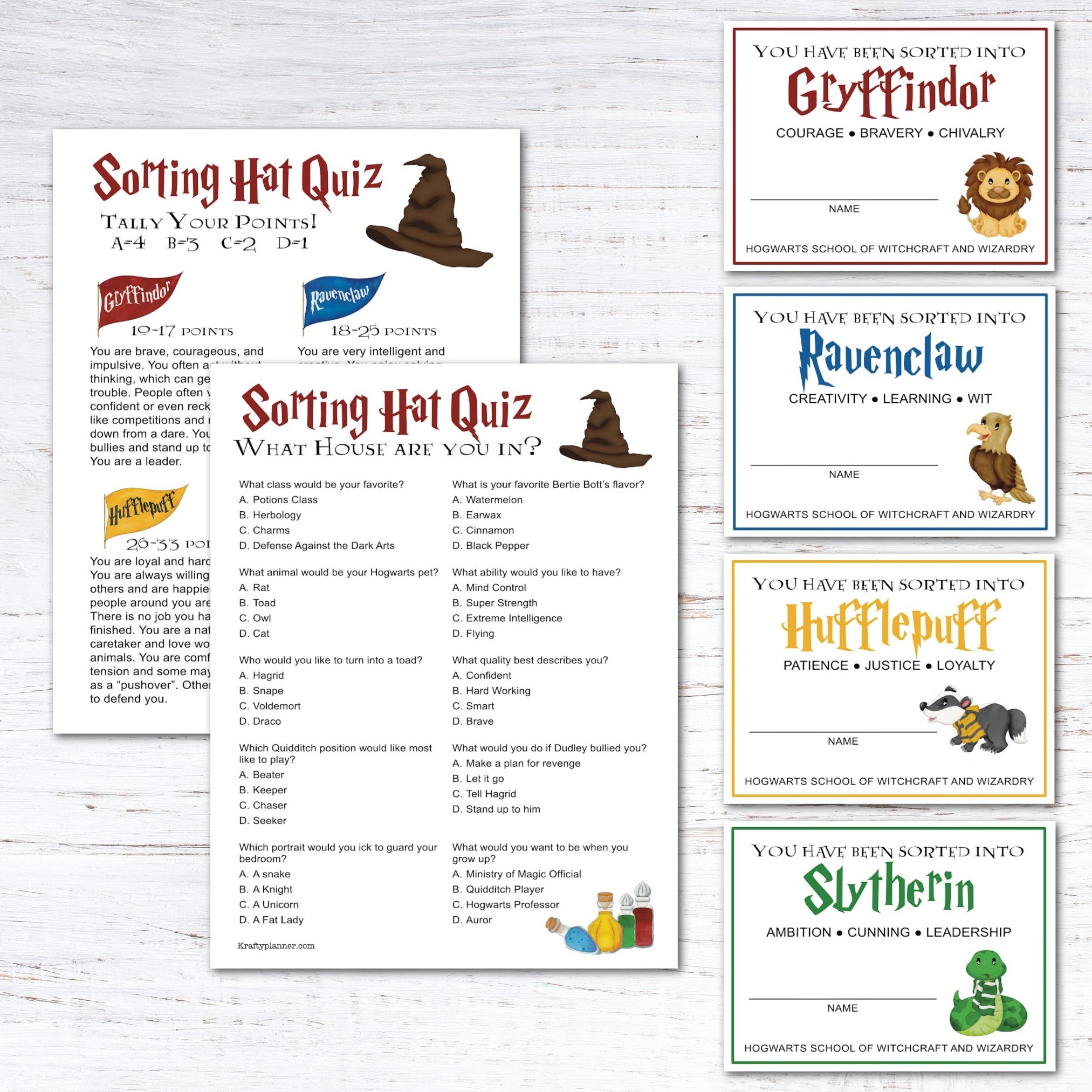 Printable Sorting Hat Quiz This Quiz Will Help Us Decide Which House 