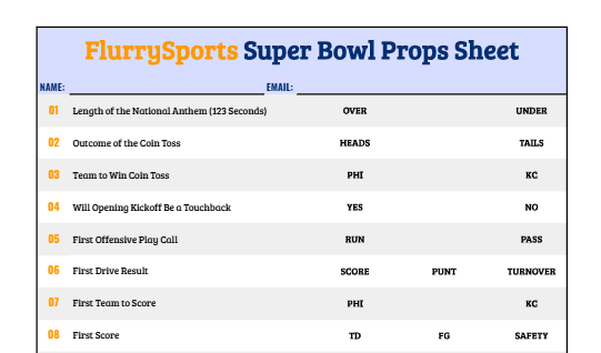 Prop Bets Super Bowl 2025 Printable