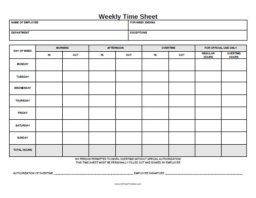 Printable Time Sheets