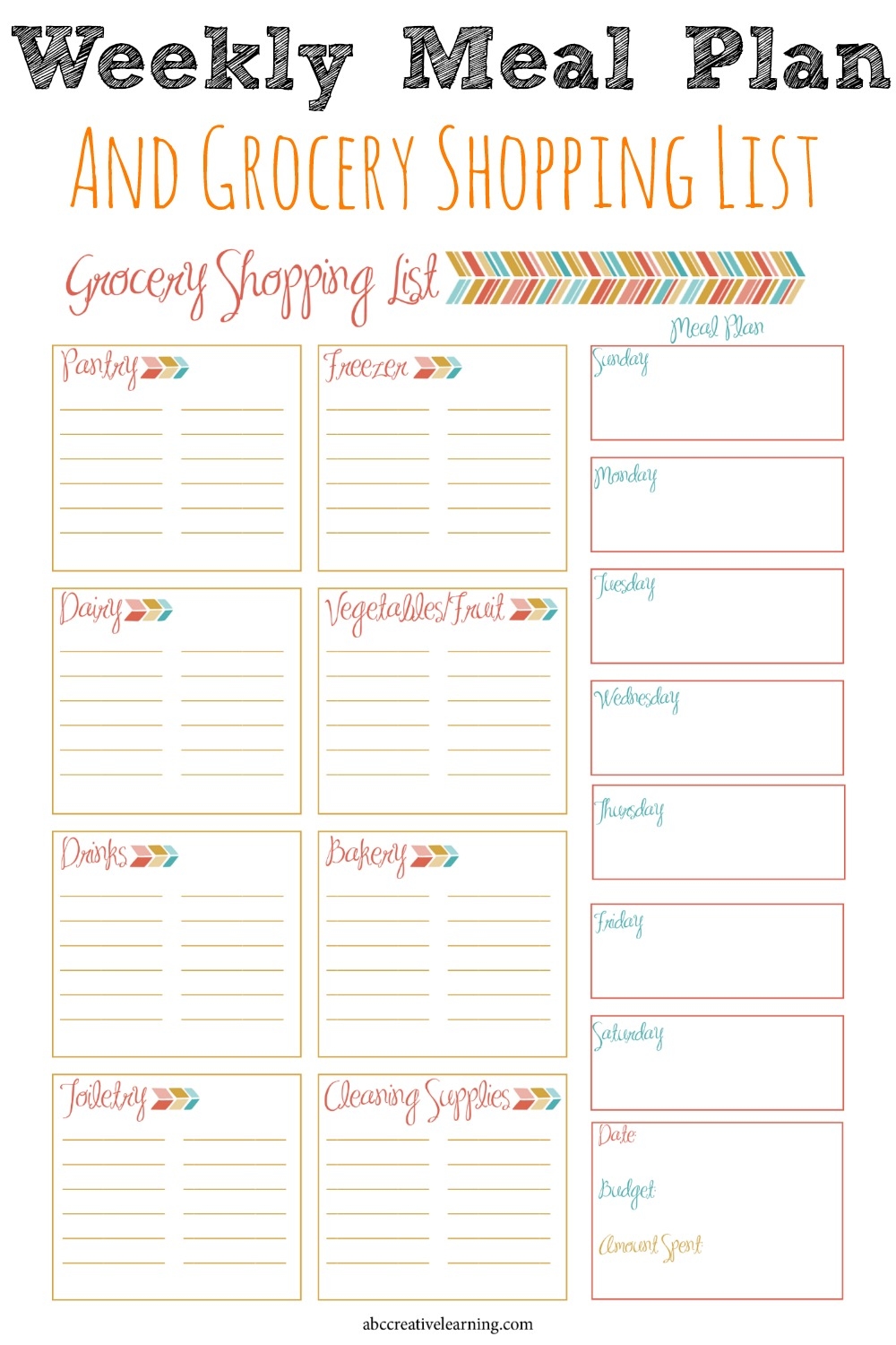 Printable Weekly Meal Planner Grocery List Weekly Meal Planner Images