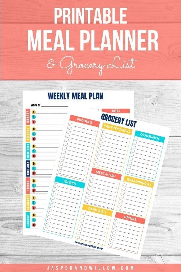 Printable Weekly Meal Planner Grocery List