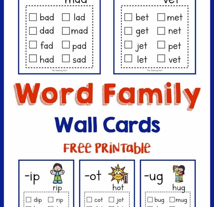 Printable Word Family Lists