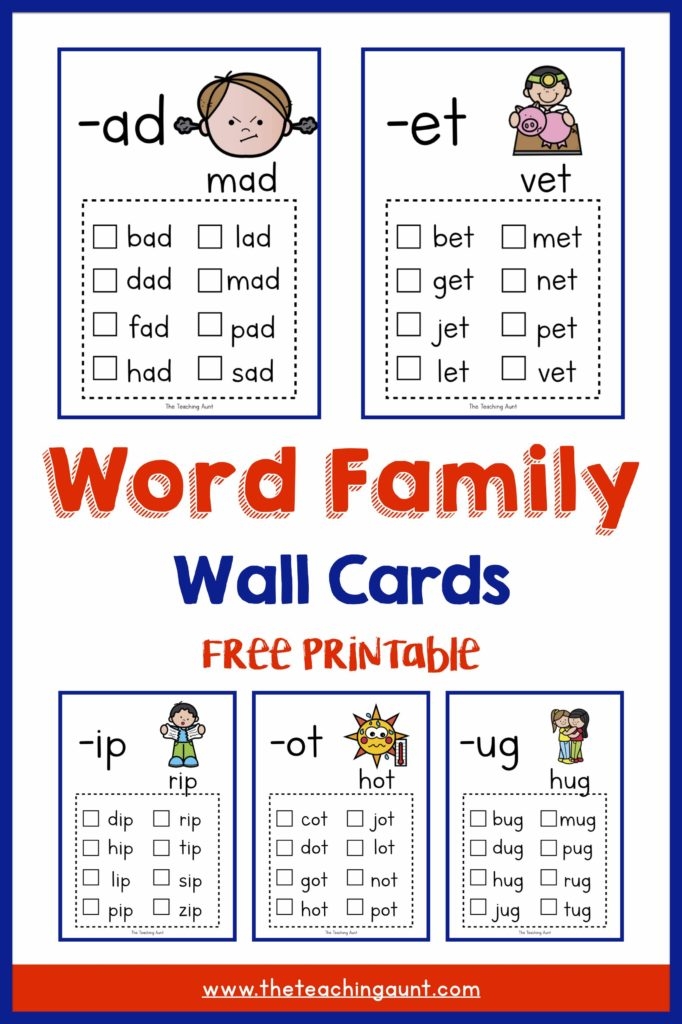 Printable Word Family Lists