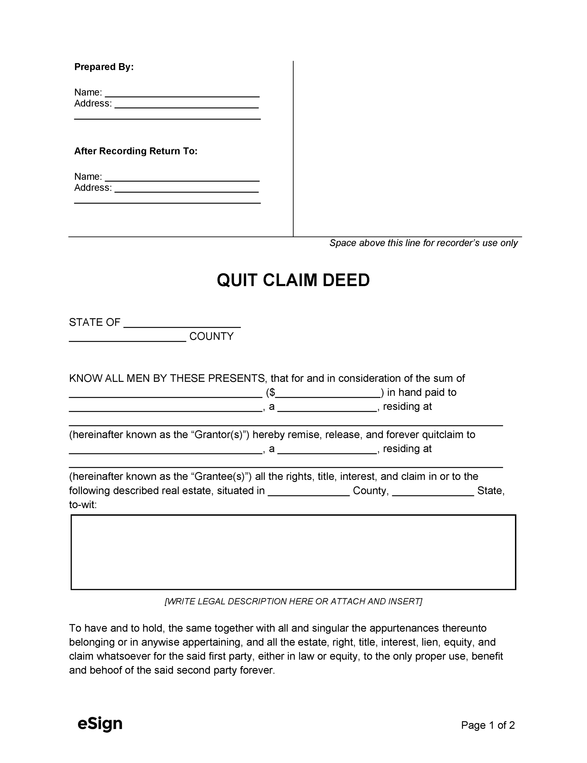 Quit Claim Deed Form How To Fill Out Quit Claim Deed Form Find 