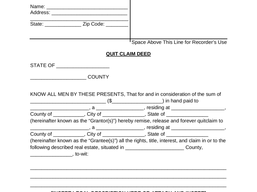 Quit Claim Deed Form Pdf 2020 2022 Fill And Sign Printable Template Images