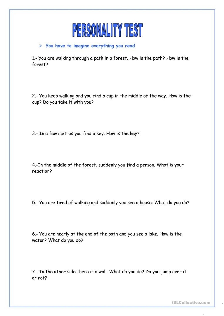 Printable Personality Quiz With Answers