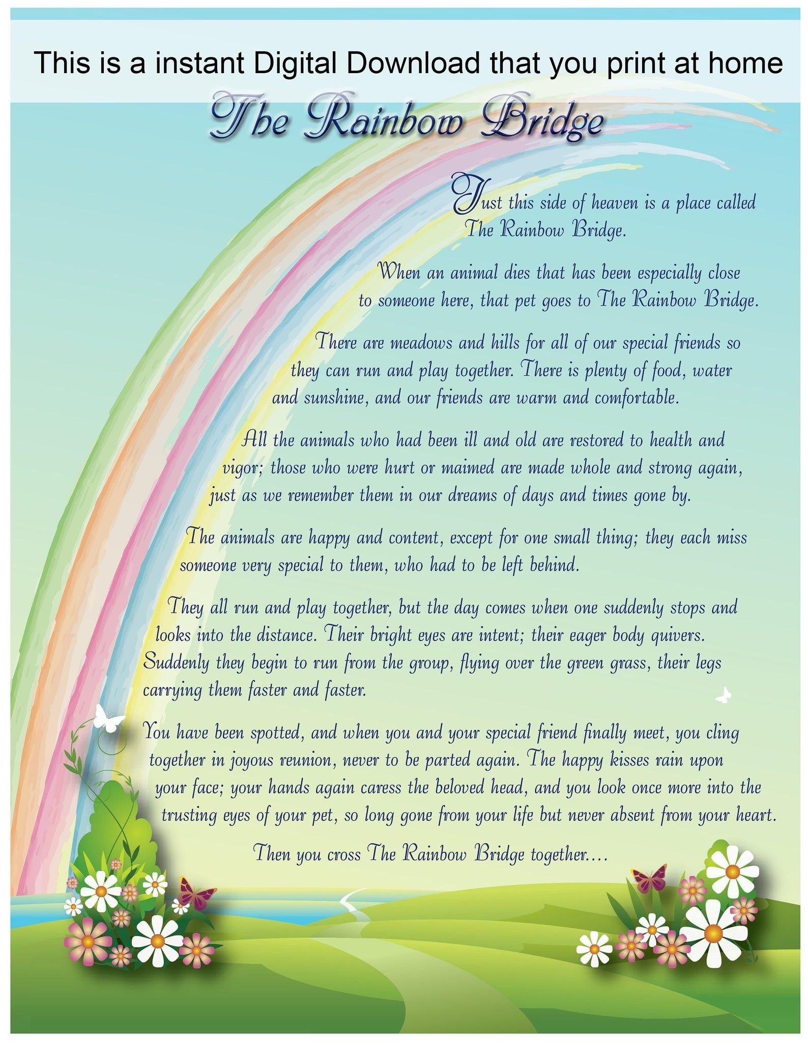 Rainbow Bridge Poem Printable Dogs
