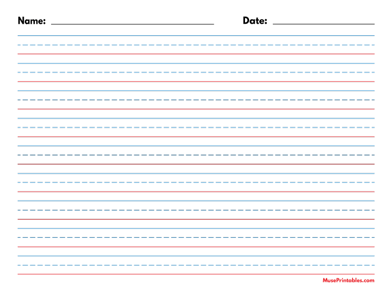 Red And Blue Lined Handwriting Paper Printable Name Tracing Generator
