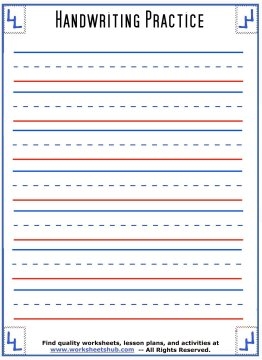 Red And Blue Lined Handwriting Paper Printable