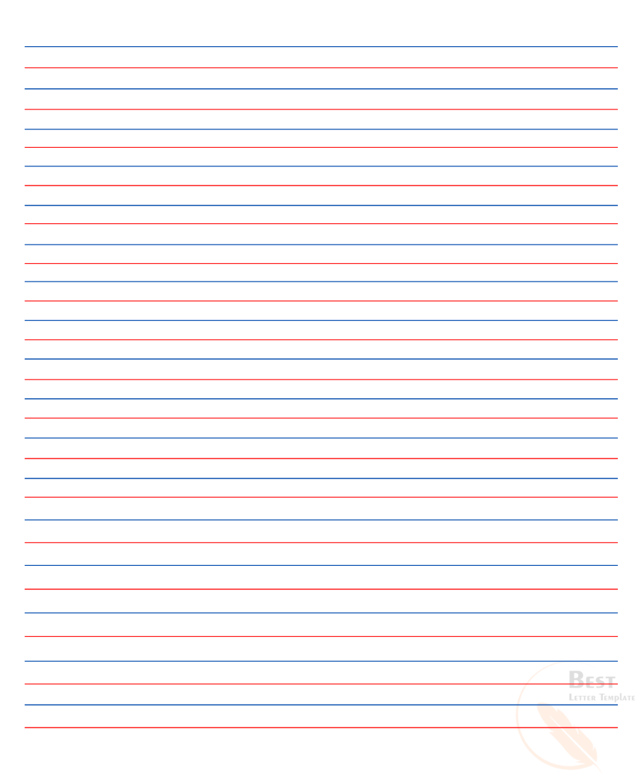 Red And Blue Lined Handwriting Paper Printable