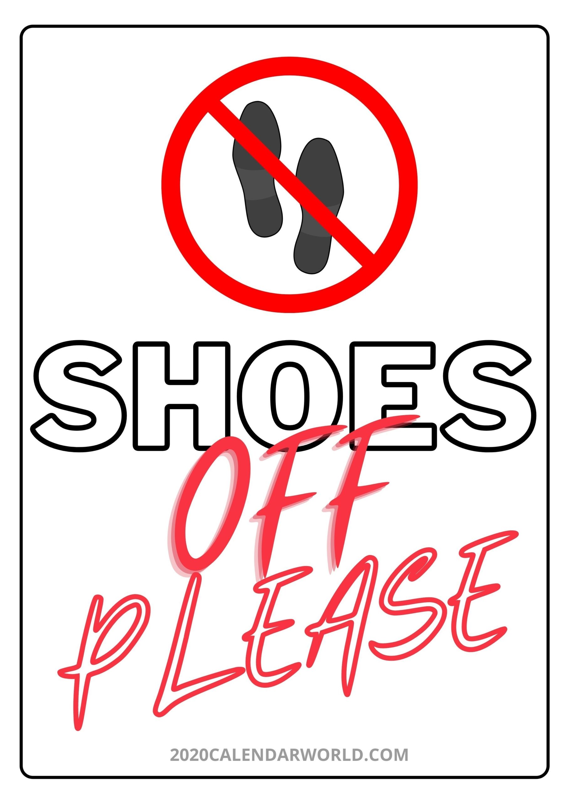 Please Remove Your Shoes Sign Printable Free