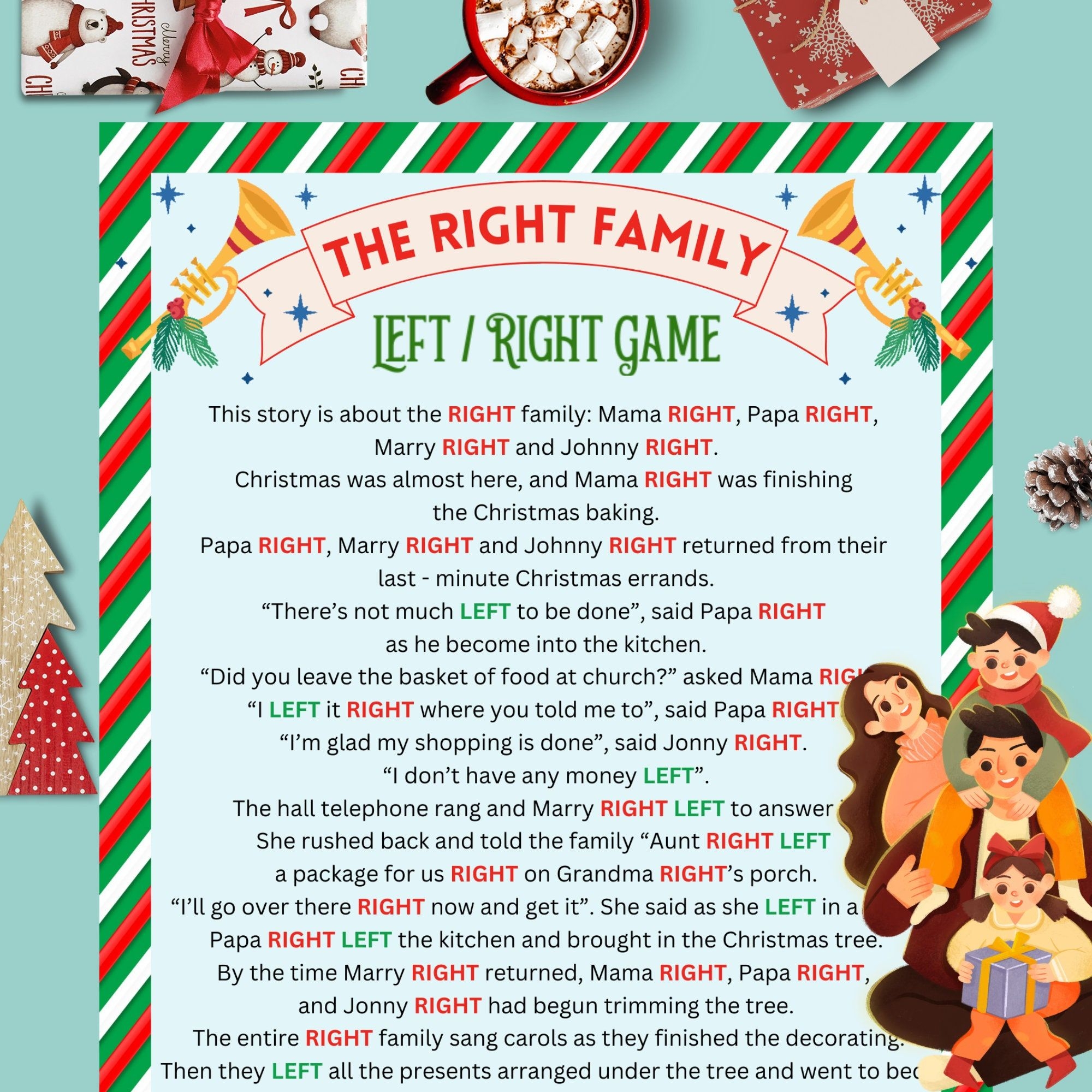 Right Left Christmas Game Nativity Story Pdf Printable Free Printable 
