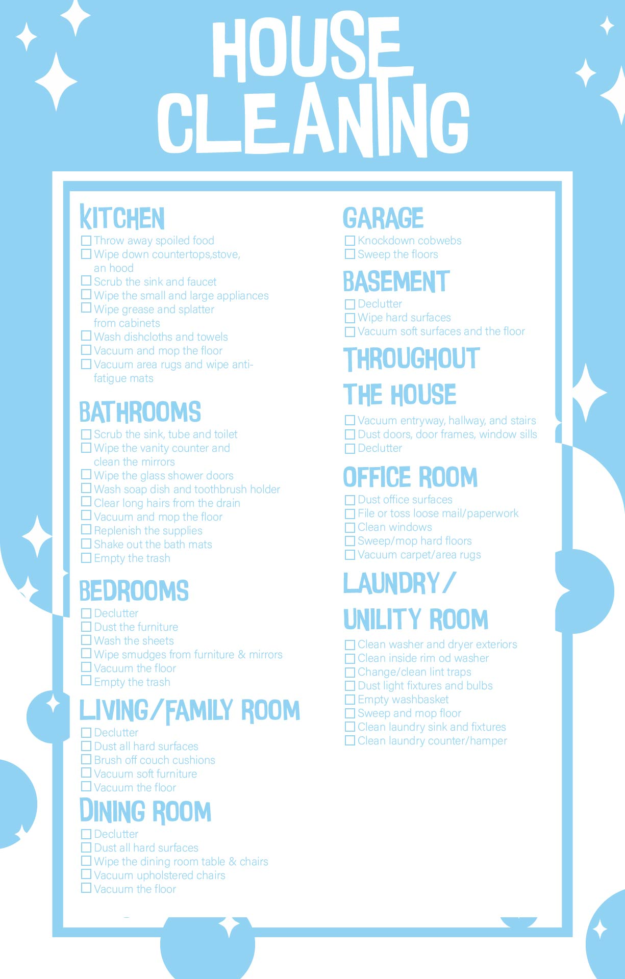 Room Cleaning Checklist 10 Free PDF Printables Printablee