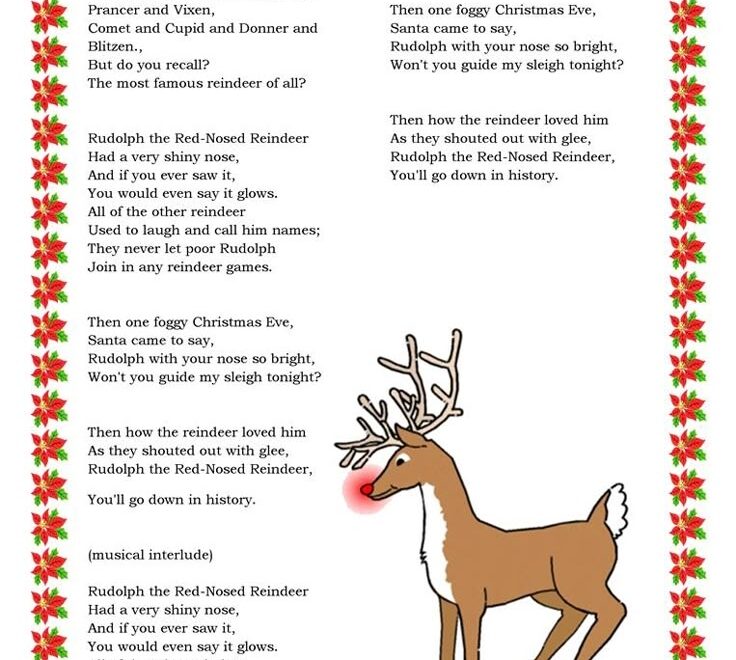 Rudolph Red Nosed Reindeer Lyrics Printable