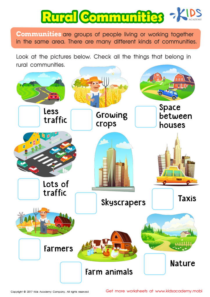 Rural Communities Printable Free Worksheet For Kids