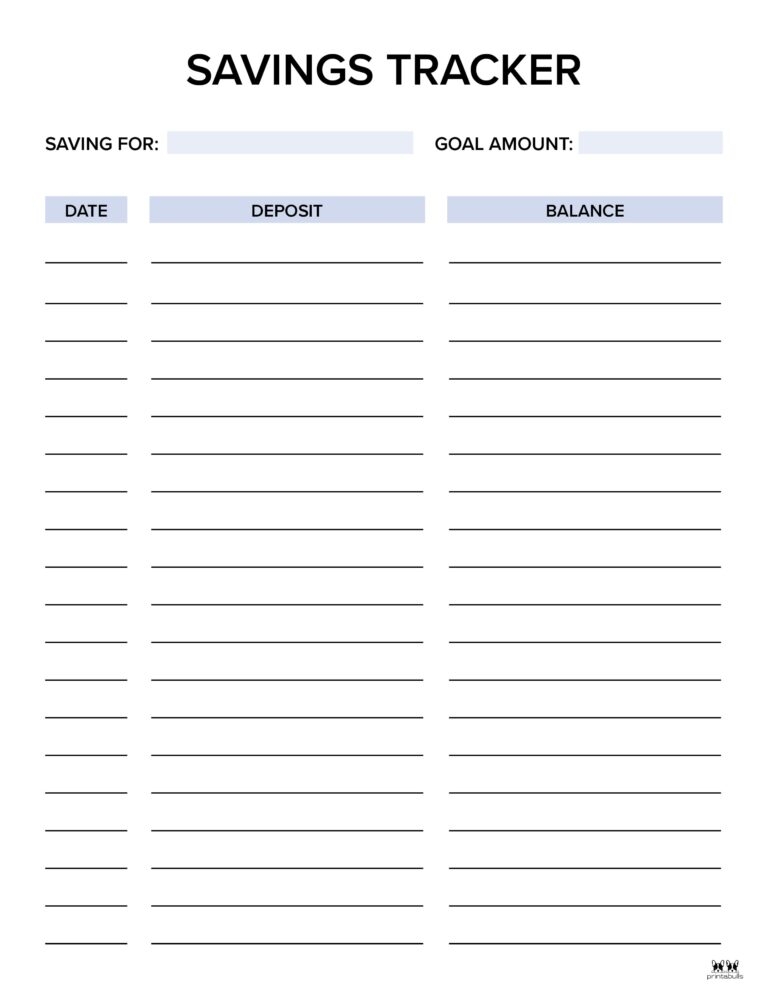 Savings Trackers 27 FREE Printables Printabulls Savings Trackers 27 FREE Printables Printabulls