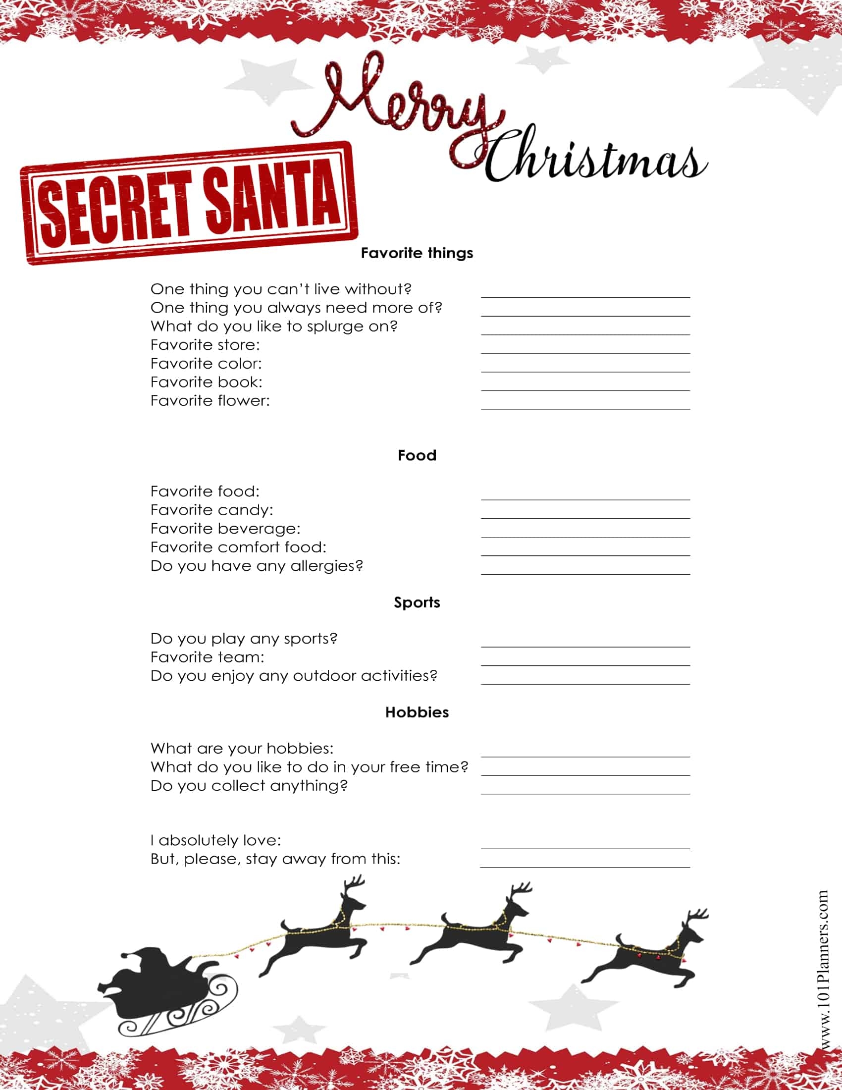 Secret Santa Printable List Printable Word Searches