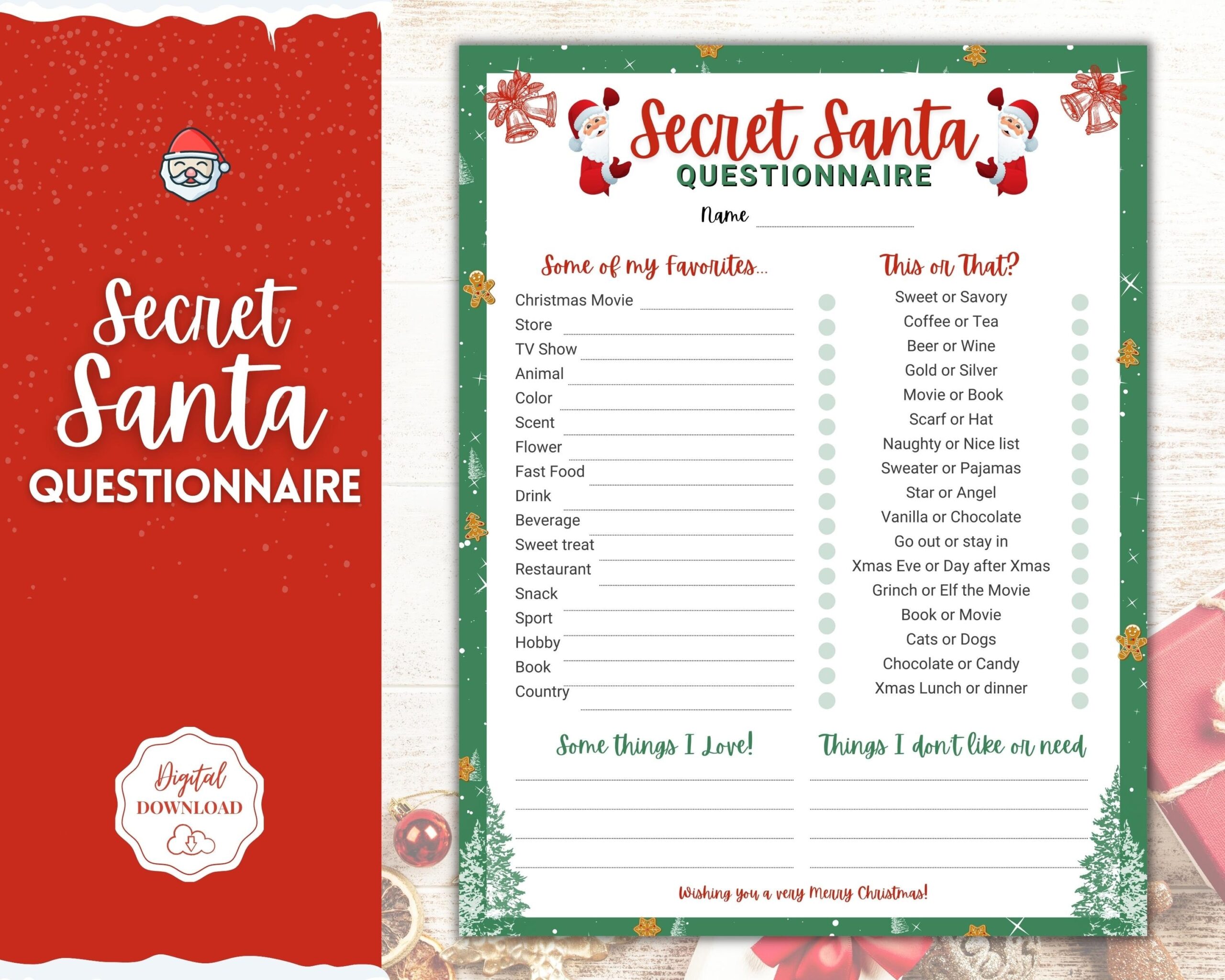 Printable Secret Santa List Questions