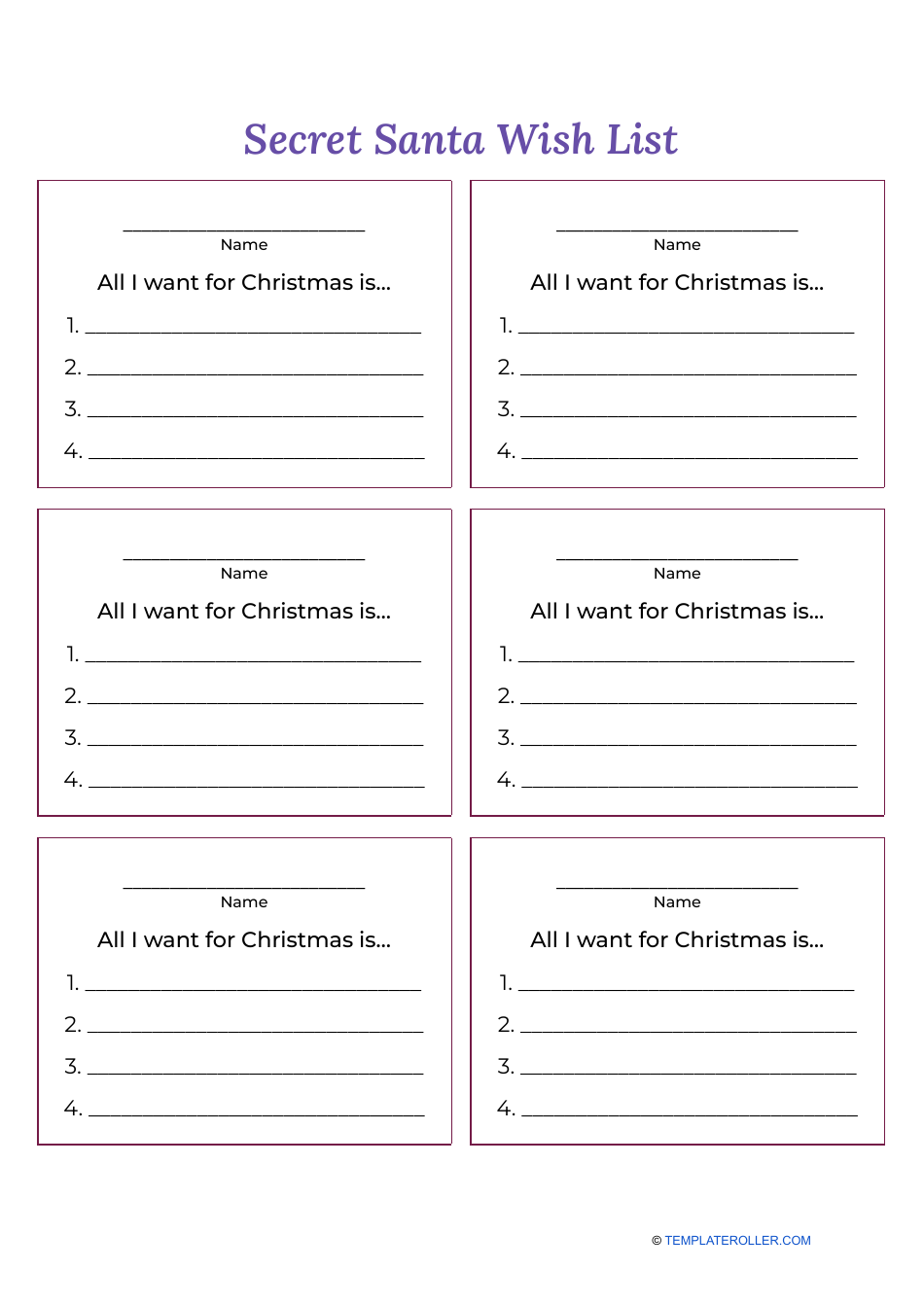 Secret Santa Wish List Free Printable Printable Free Templates