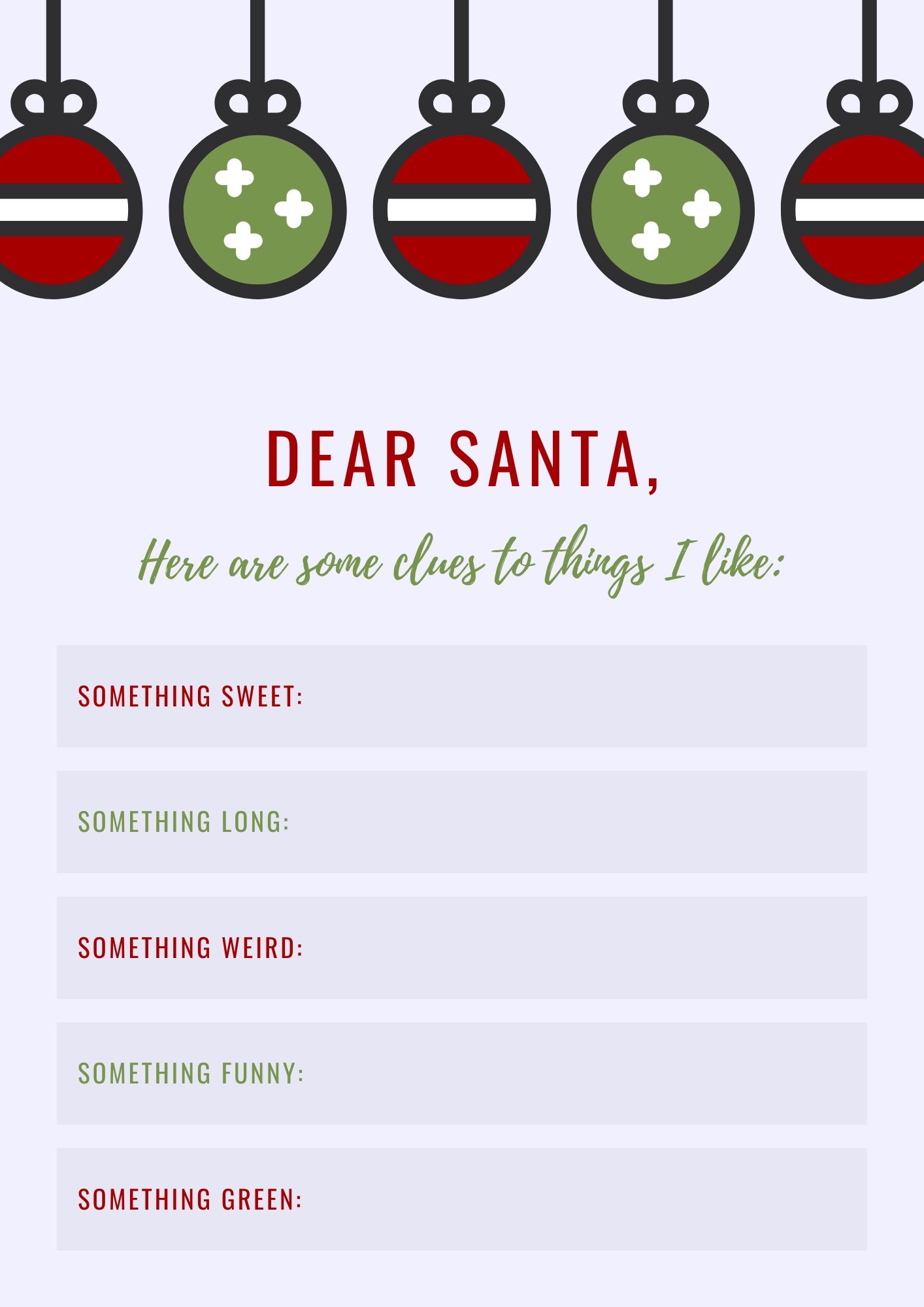 Free Printable Secret Santa Wish List Template