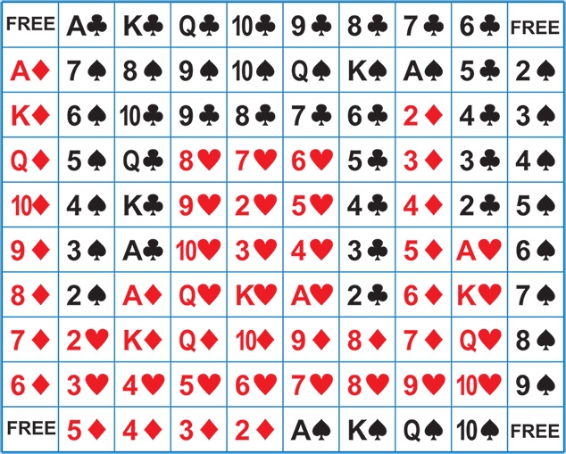 Sequence Game Board Layout Printable