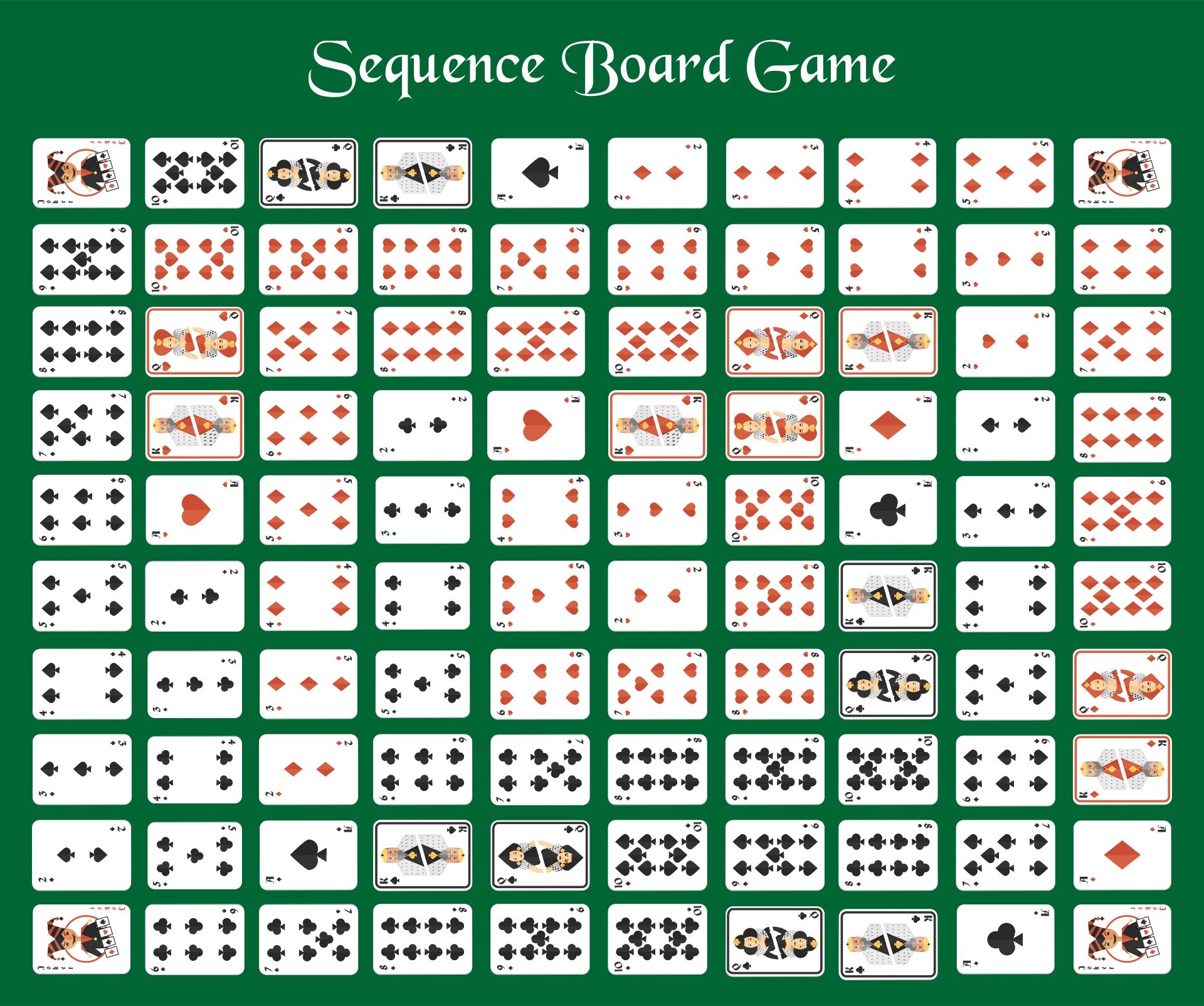 Sequence Game Board Layout Printable Pdf