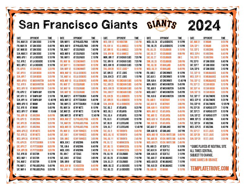 Sf Giants Opening Day 2025 Schedule V George Talbot