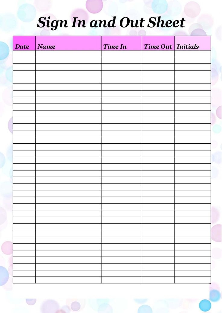 Sign In And Out Sheet 8 5x11 Template Printable Sign In And Sign Out 