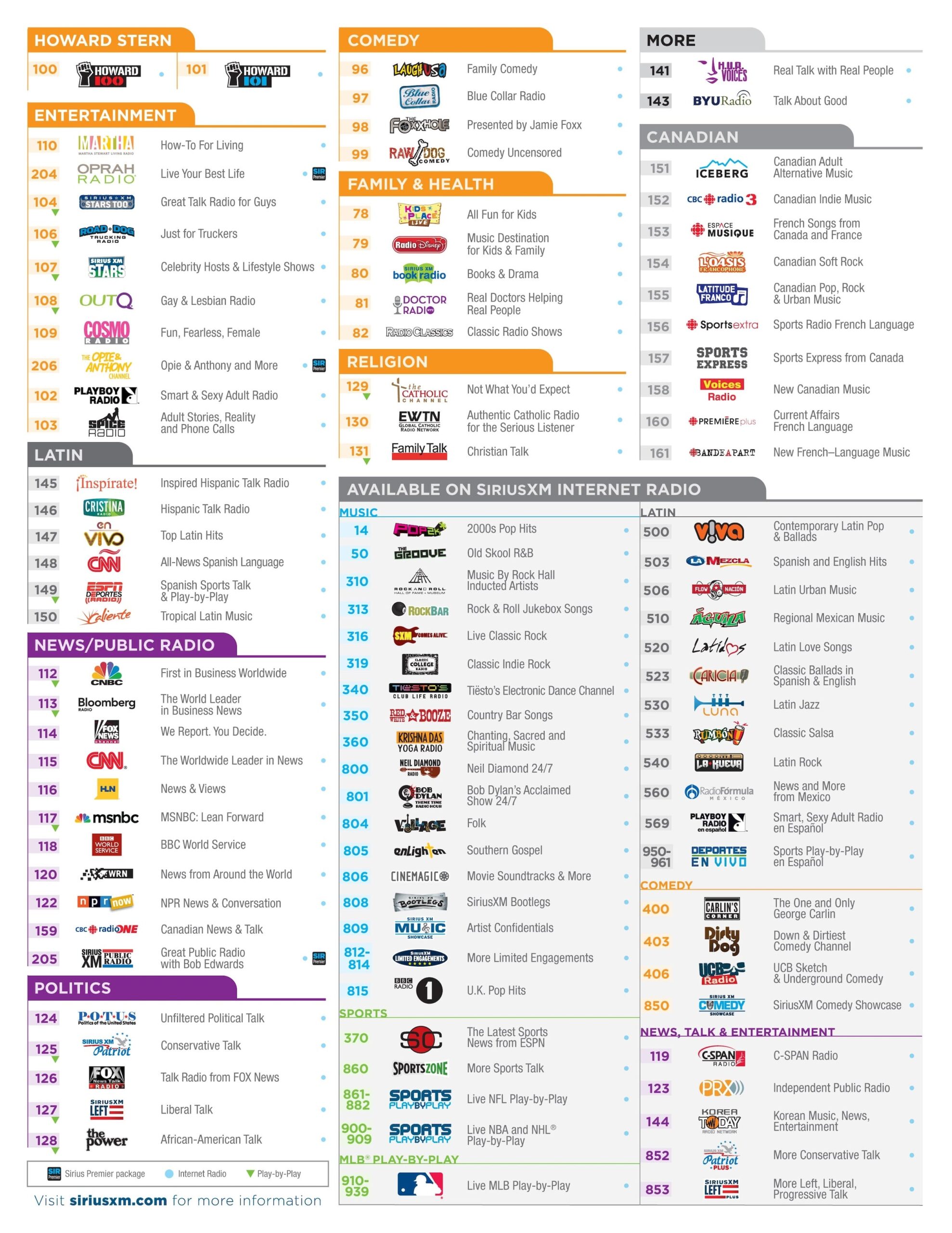 Sirius Xm Channel List Printable 2024 Onida Babbette