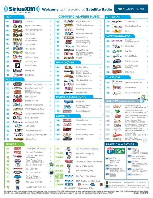 Siriusxm Channel Lineup Printable
