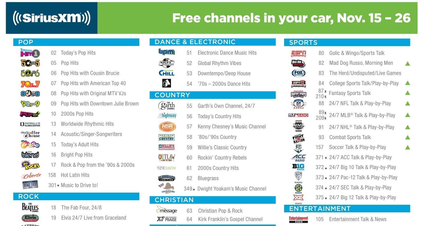 Siriusxm Printable Channel Guide Printable Word Searches