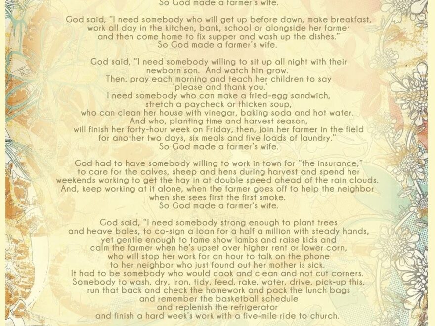 So God Made A Farmer Printable Poem Free Printable
