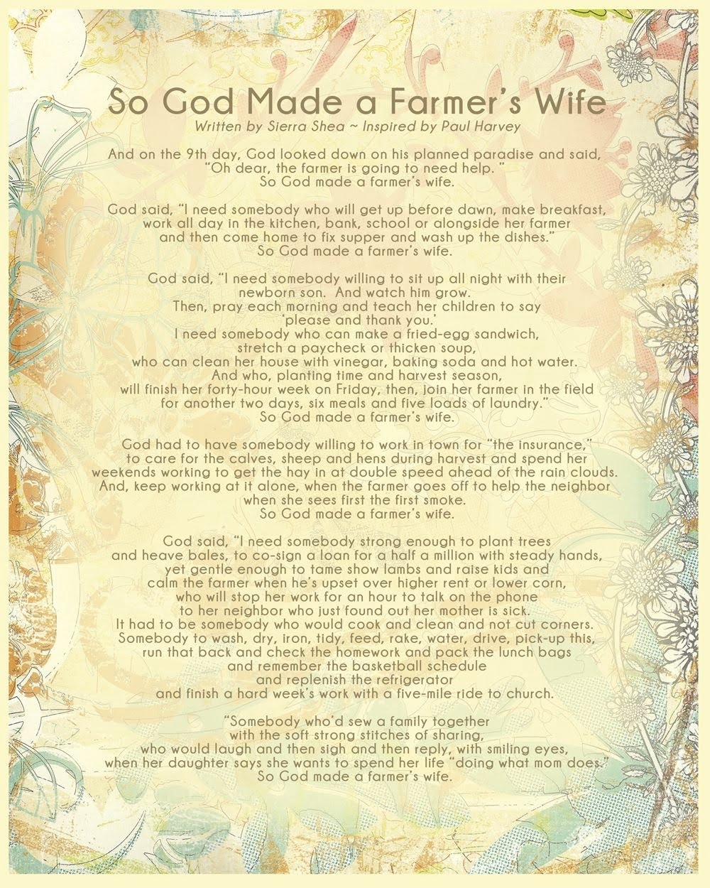 So God Made A Farmer Printable Poem Free Printable
