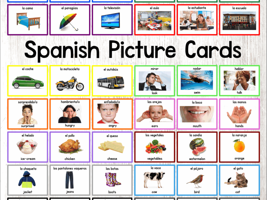 Spanish To English Flashcards With Pictures Printable Free