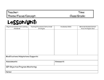 Free Printable Special Education Lesson Plan Templates