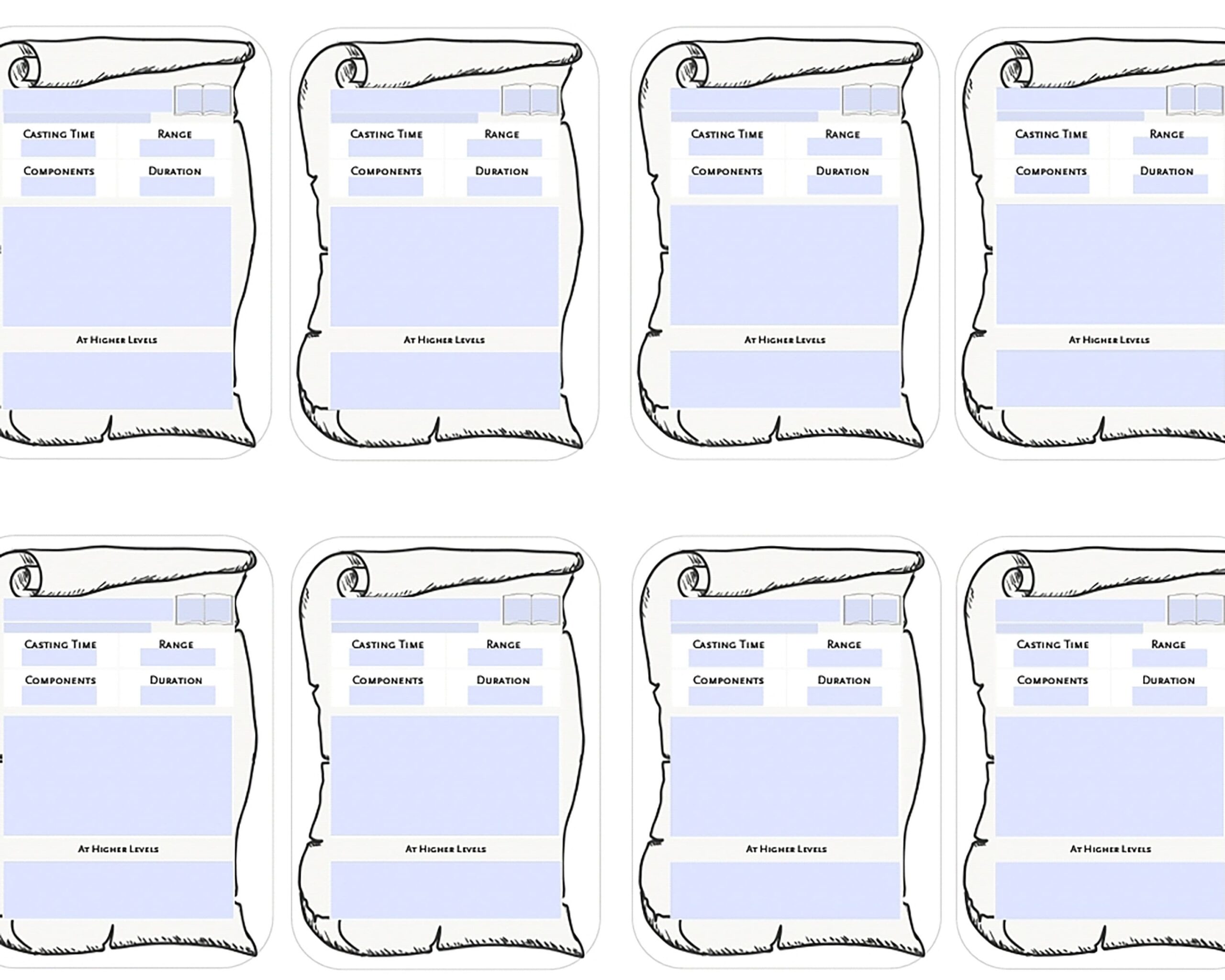 Spell Cards Printable Fillable PDF Dungeons And Dragons 5e Etsy Singapore