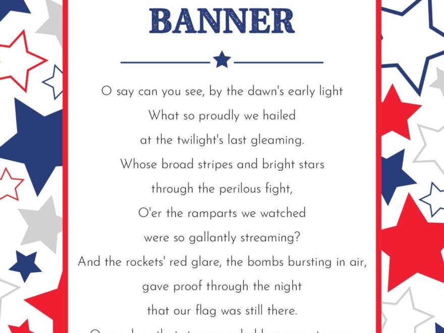 Star Spangled Banner Lyrics 10 FREE Printables Printabulls