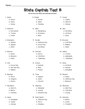 State Capitals Tests Differentiated By A Double Dose Of Dowda TpT
