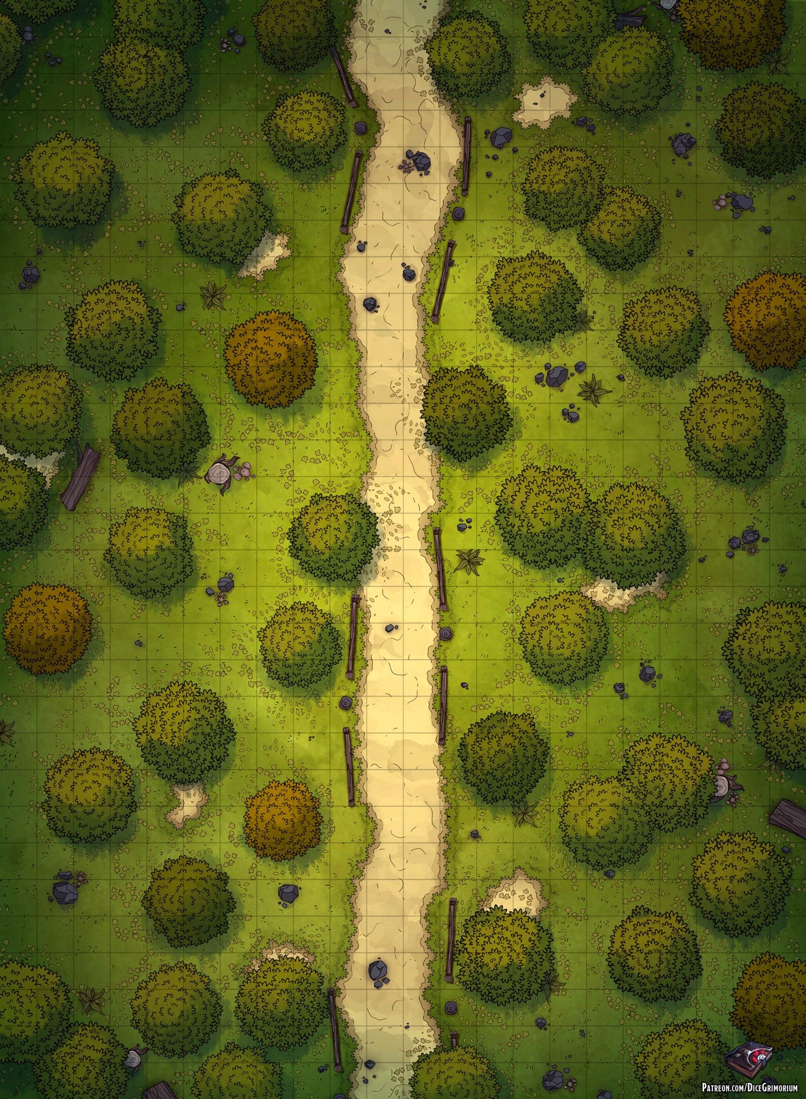 Straight Forest Road 22x30 Public Dice Grimorium Rpg Map D d Rpg 