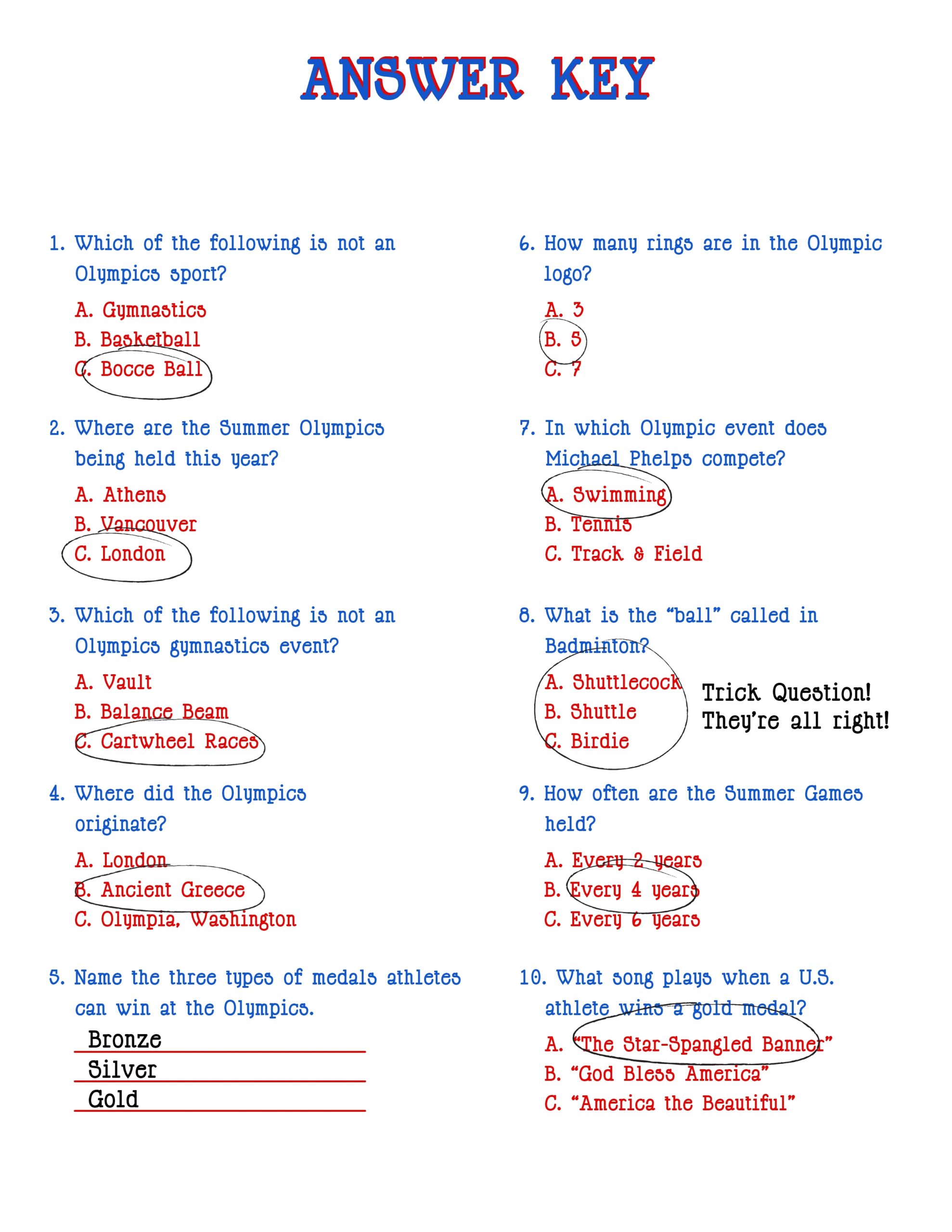 Printable Summer Trivia Questions And Answers