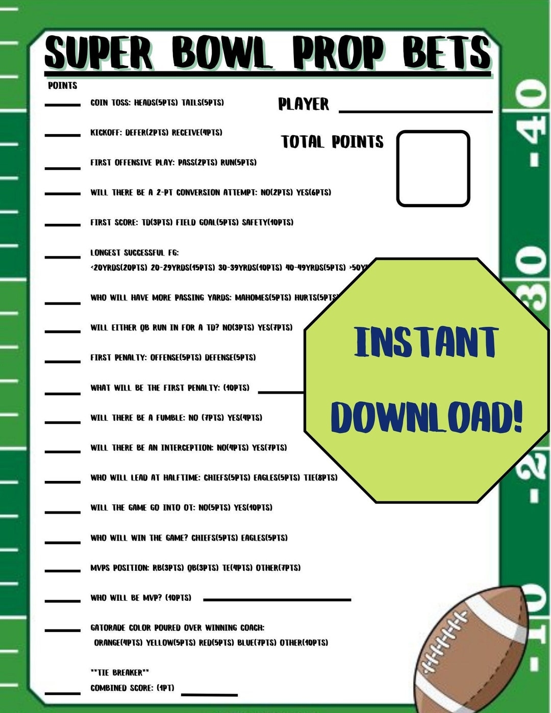 Super Bowl 2025 Prop Bets Printable Mikayla S Somerset
