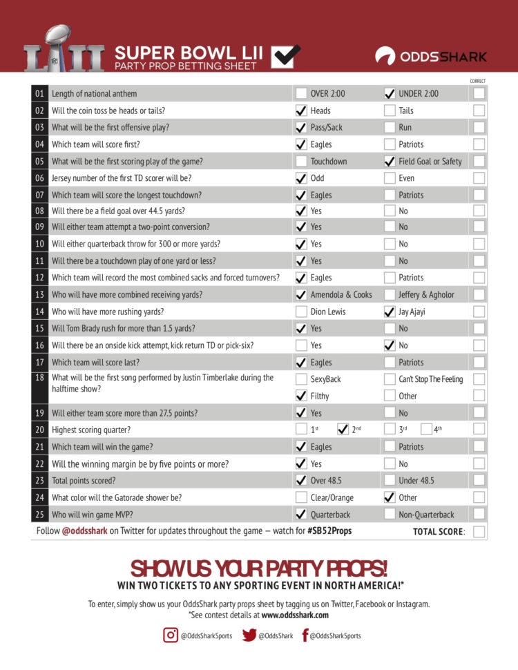 Super Bowl Prop Bets 2025 Printable Anthony R Prell