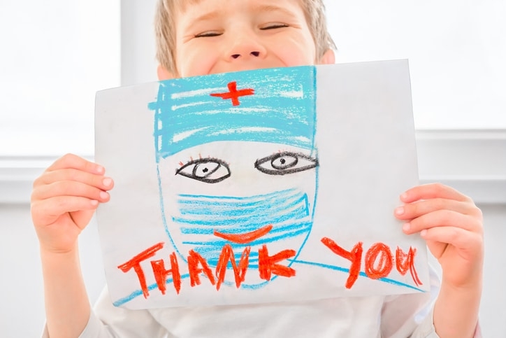 Thank You Coronavirus Helpers Key Workers Are Hospital Workers Symbol