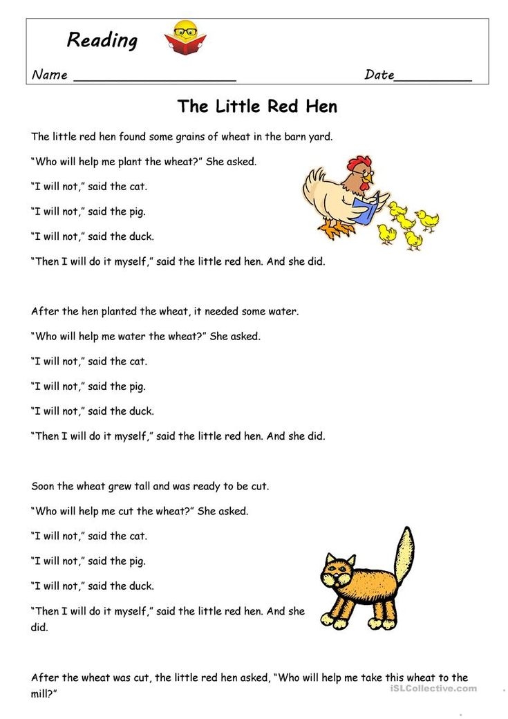 The Little Red Hen Worksheet For Children To Learn How To Read And Write