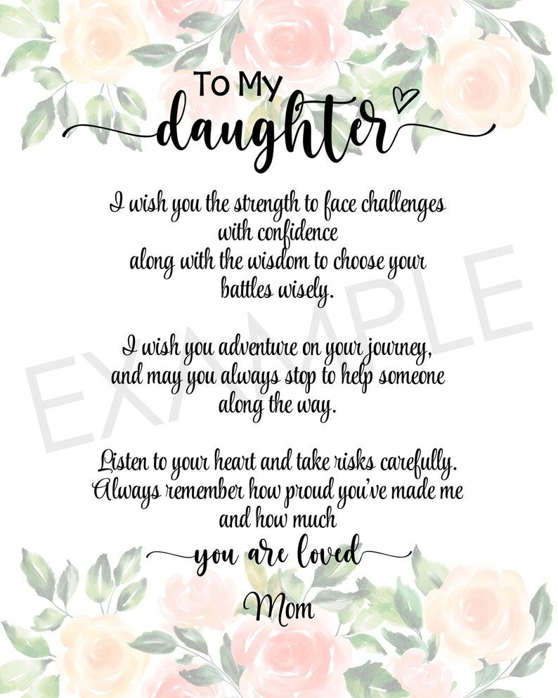 The Poem To My Daughter That Is Written In Black Ink On White Paper 