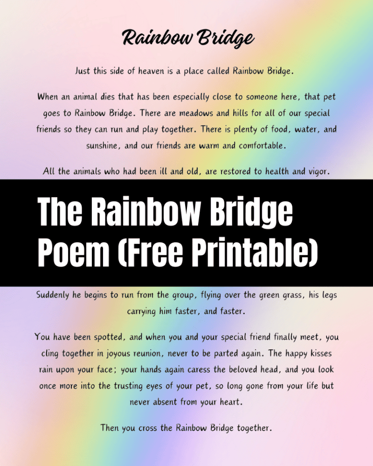Free Printable Rainbow Bridge Poem
