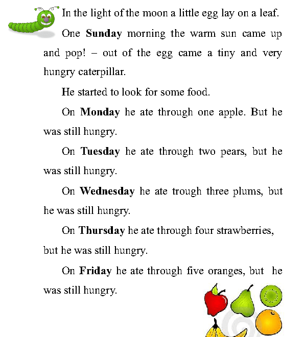 The Very Hungry Caterpillar Story Printable