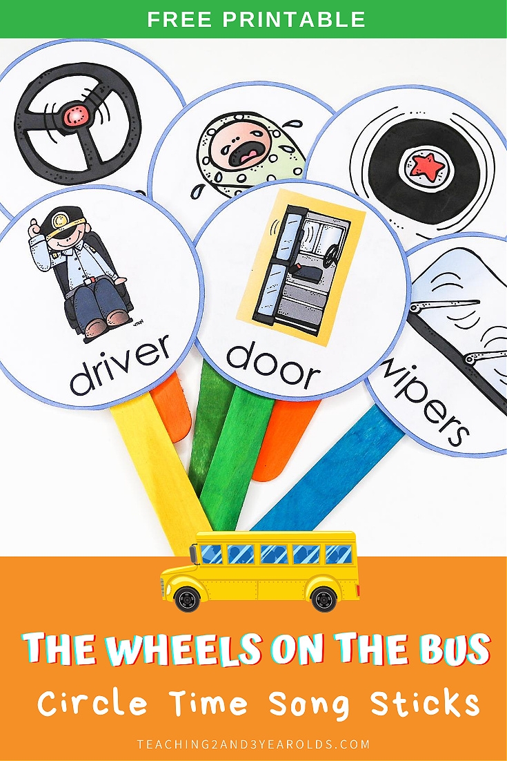 The Wheels On The Bus Printable Song Sticks